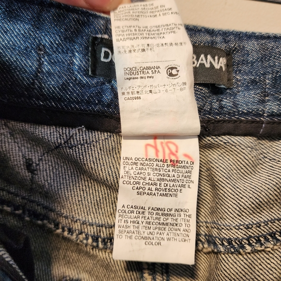 Dolce & Gabbana Lace Panel Blue Jeans - Picture 9 of 10